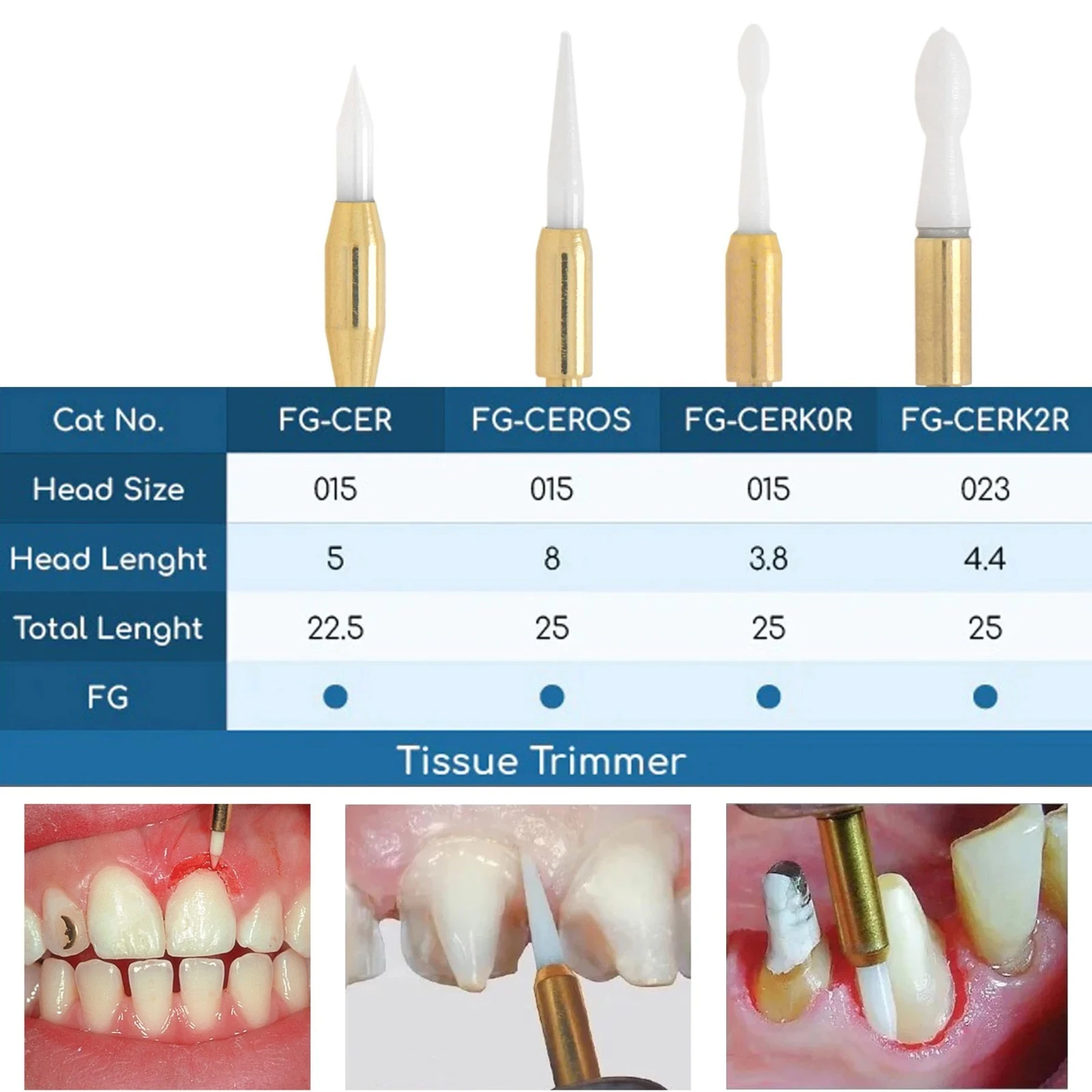 Dental Gingival Gingivectomy Surgical Soft Tissue Trimmer Ceramic Bur FG CER Cleaning Whitening