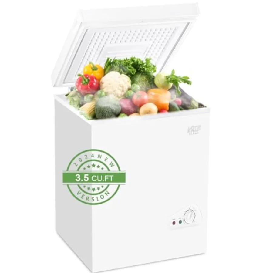 

Compact Chest Freezer with Adjustable Thermostat and Removable Storage Basket for Efficient Food Storage in Kitchen Garage Base
