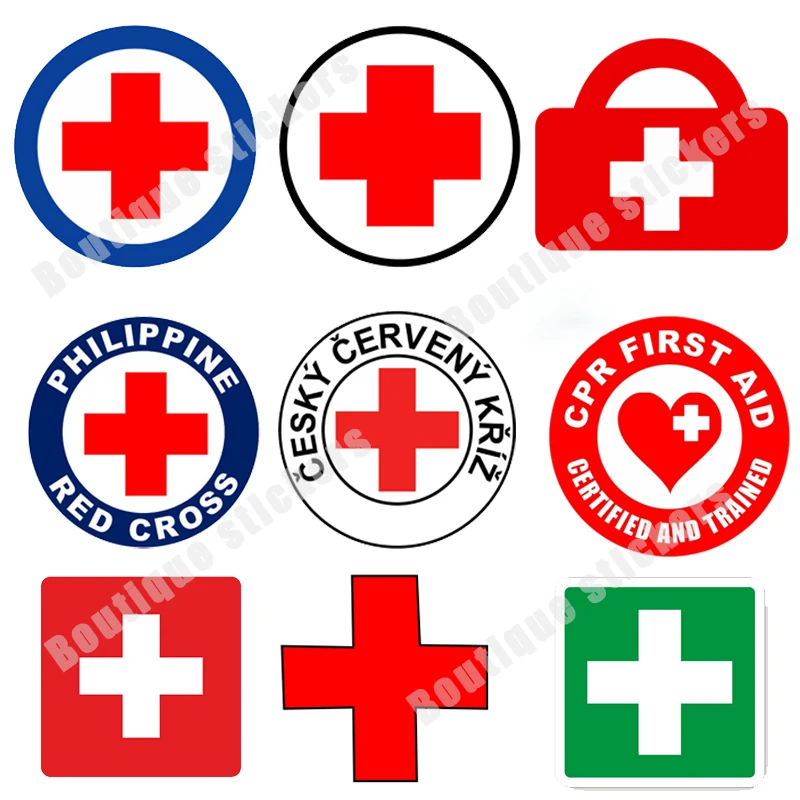 M516# Personalized Red Cross Sticker Red Cross Sign First Aid Sign Sticker First Aid Sticker Round Combat Medic Car Accessories