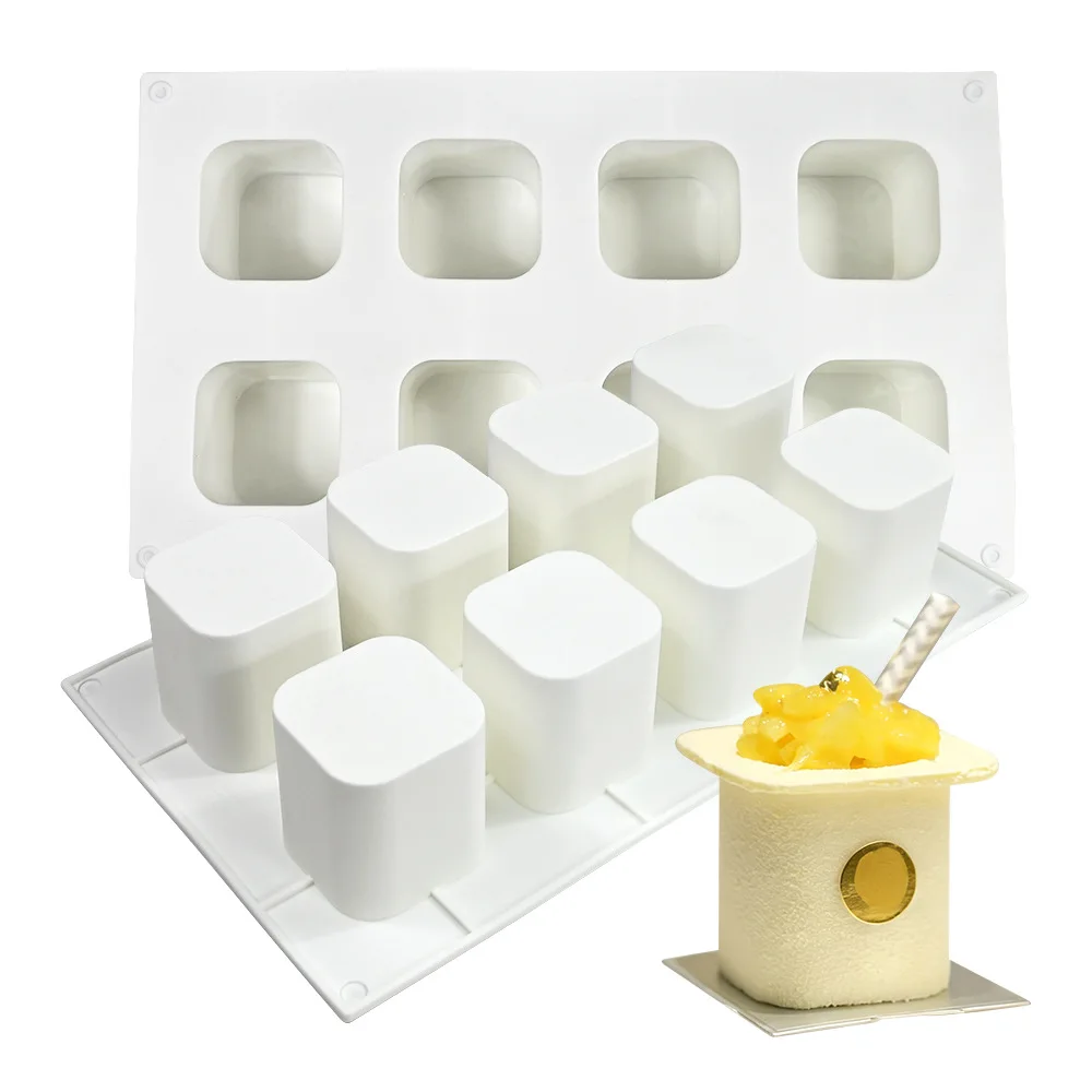 3D Cube Shape Silicone Candle Molds For Chocolate Cheese Yogurt Jelly Pudding Making Mold Mousse Cake Decorative Baking Tools view 6