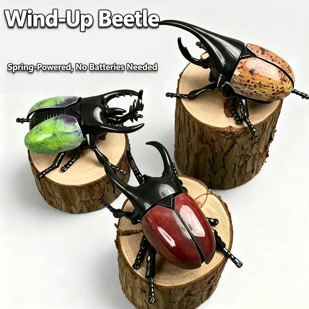 Wind Up Beetle Toy Realistic Clockwork Insect Model Battery Free Crawling Beetle Toys for Kids Boys Birthday Gift
