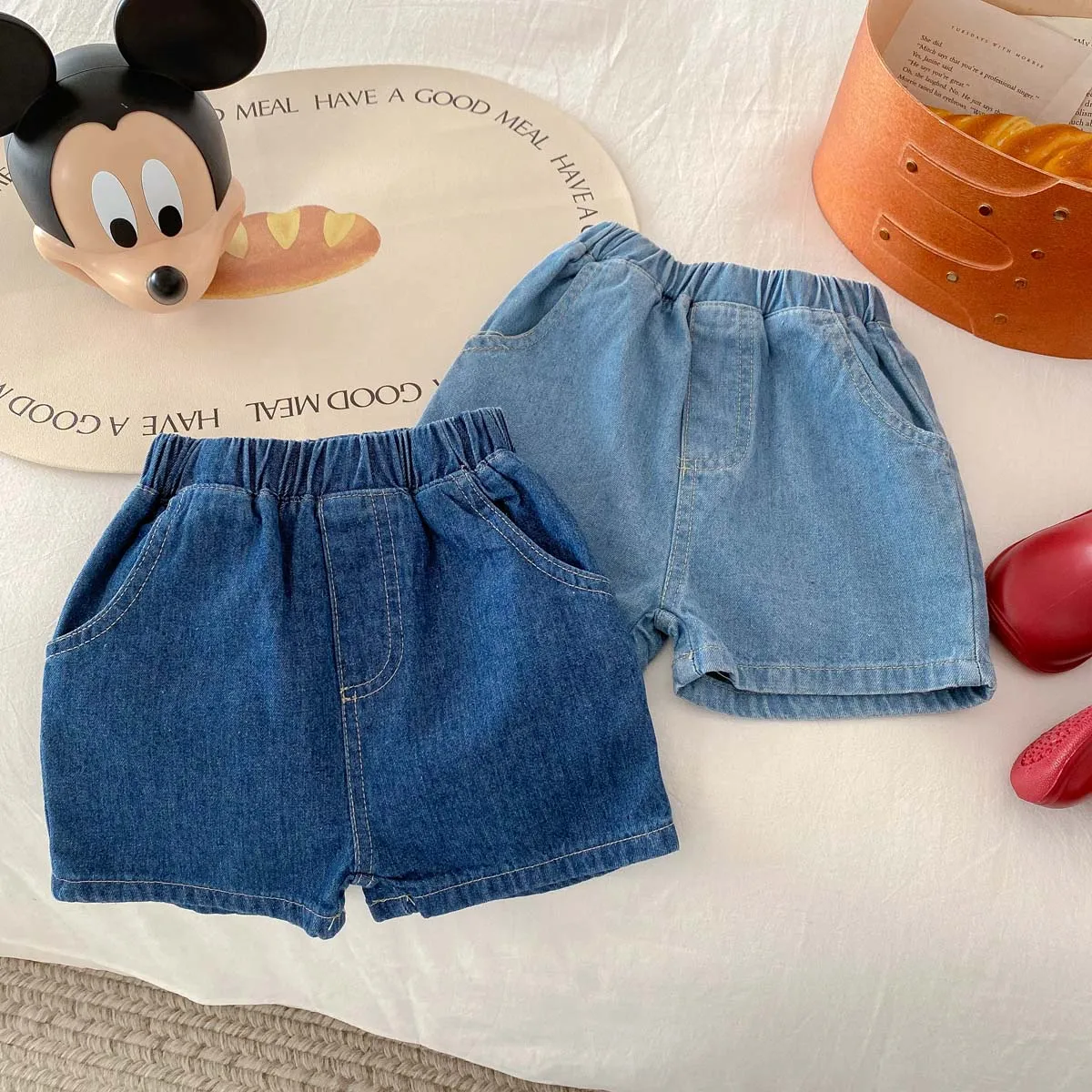 Summer Infant Shorts Plain Color Short Jeans Blue Pants Baby Shorts 1-3 Years Old