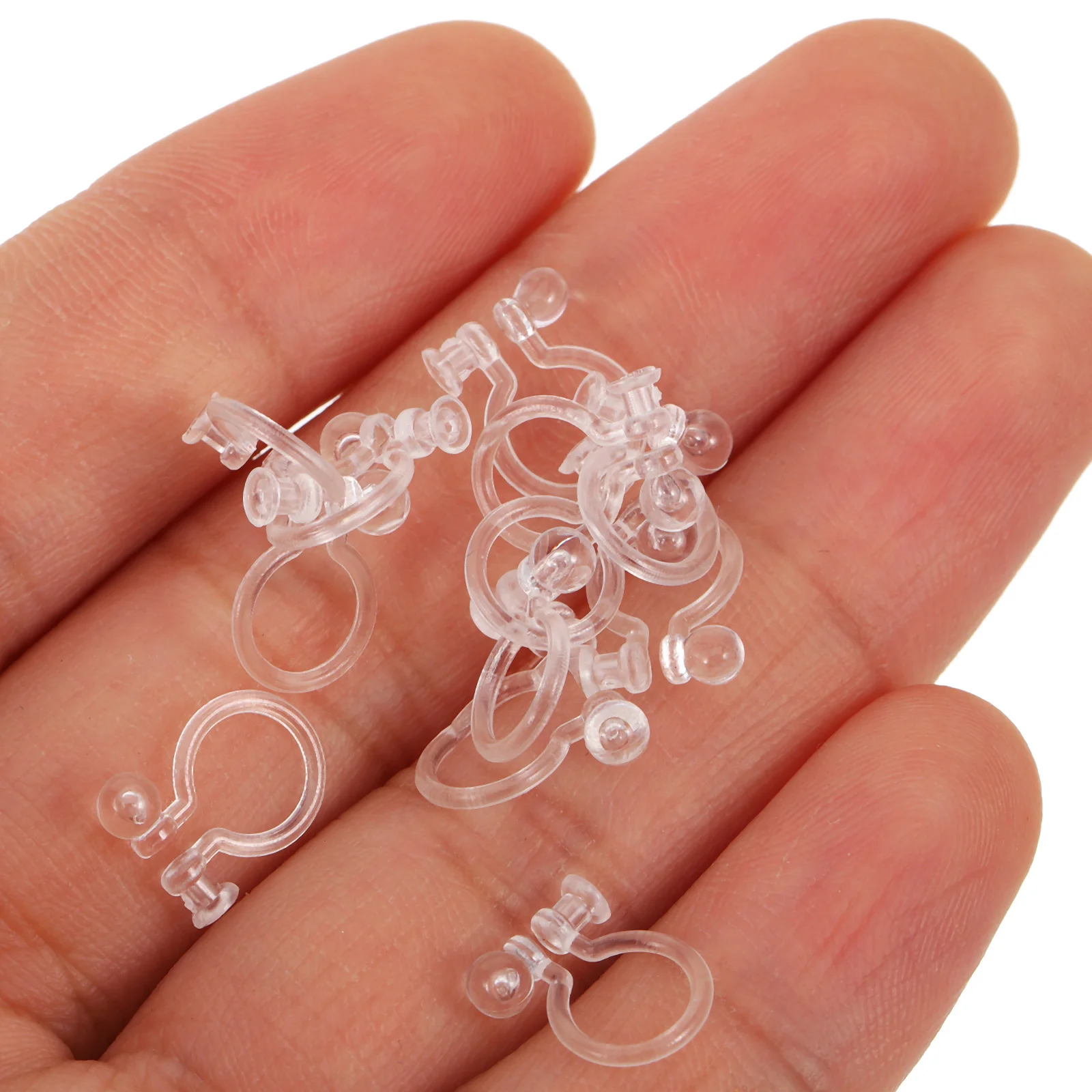 

50Pcs Transparent U Type Earring Findings Invisible Clip on Converter Non Pierced Ear Clips Plastic Clear Earring Components
