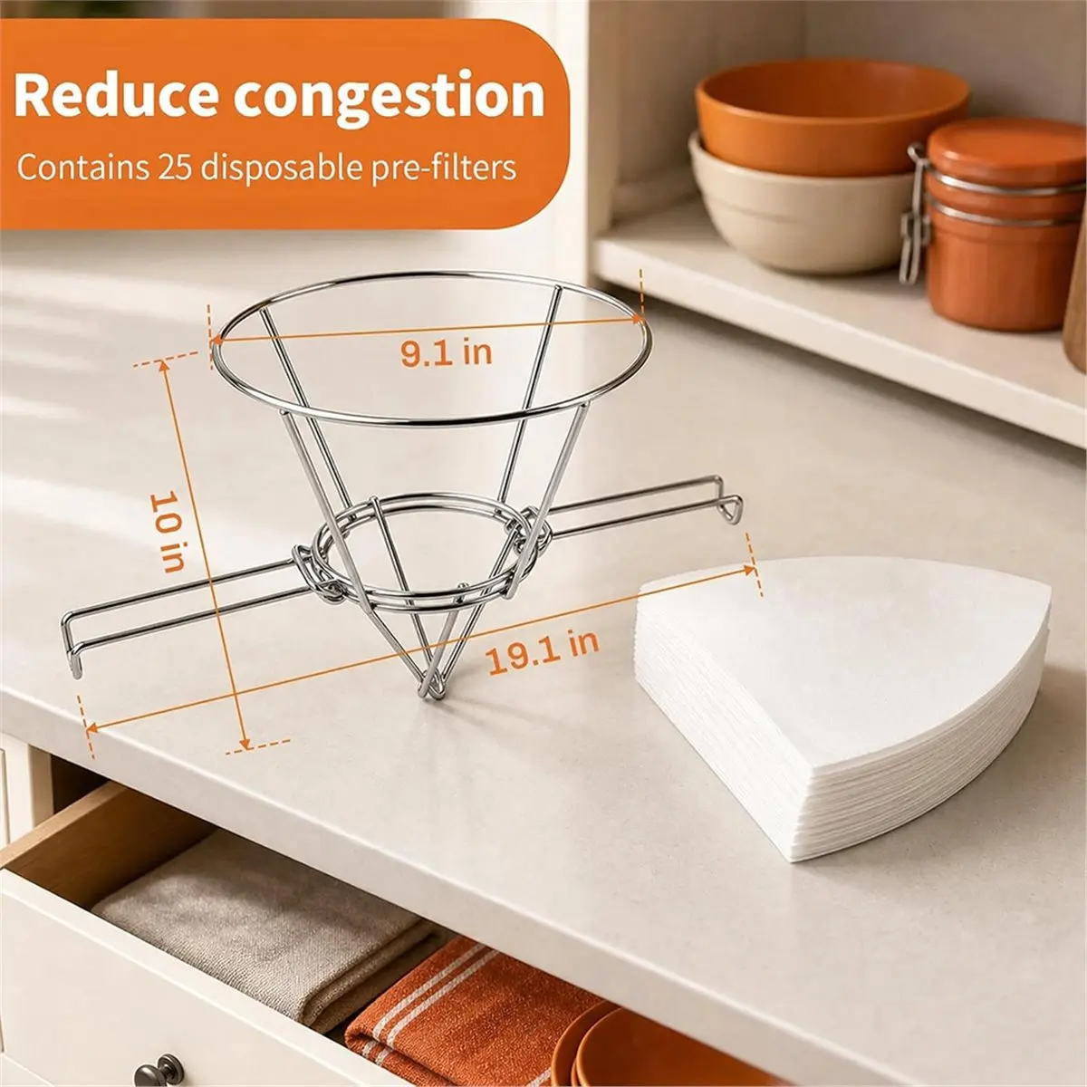 Conical Filter Holder Set Syrup and Frying Oil Filter Holder Suitable for Maple Syrup,Kitchens,Restaurants,Food Trucks