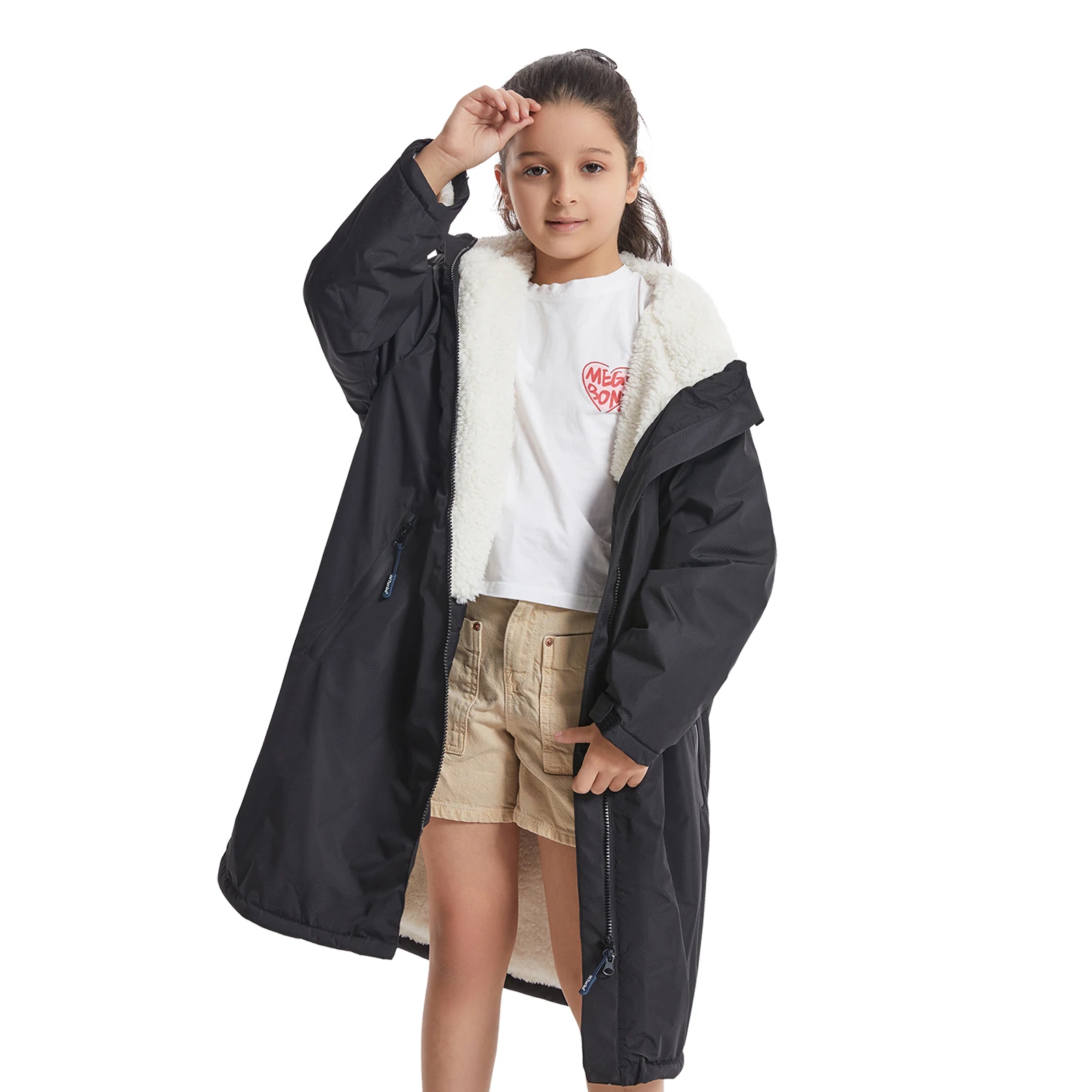 Fleece Hoodie Lined - Mutao Children's Fleece-lined Warm Bathrobe, Windproof