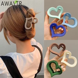 1/2/3PCS Matte Hair Clip Heart Shape Hair Claw Women Girls Crab Claw Clips Barrettes Korean Hairpin Fashion Hair Accessories