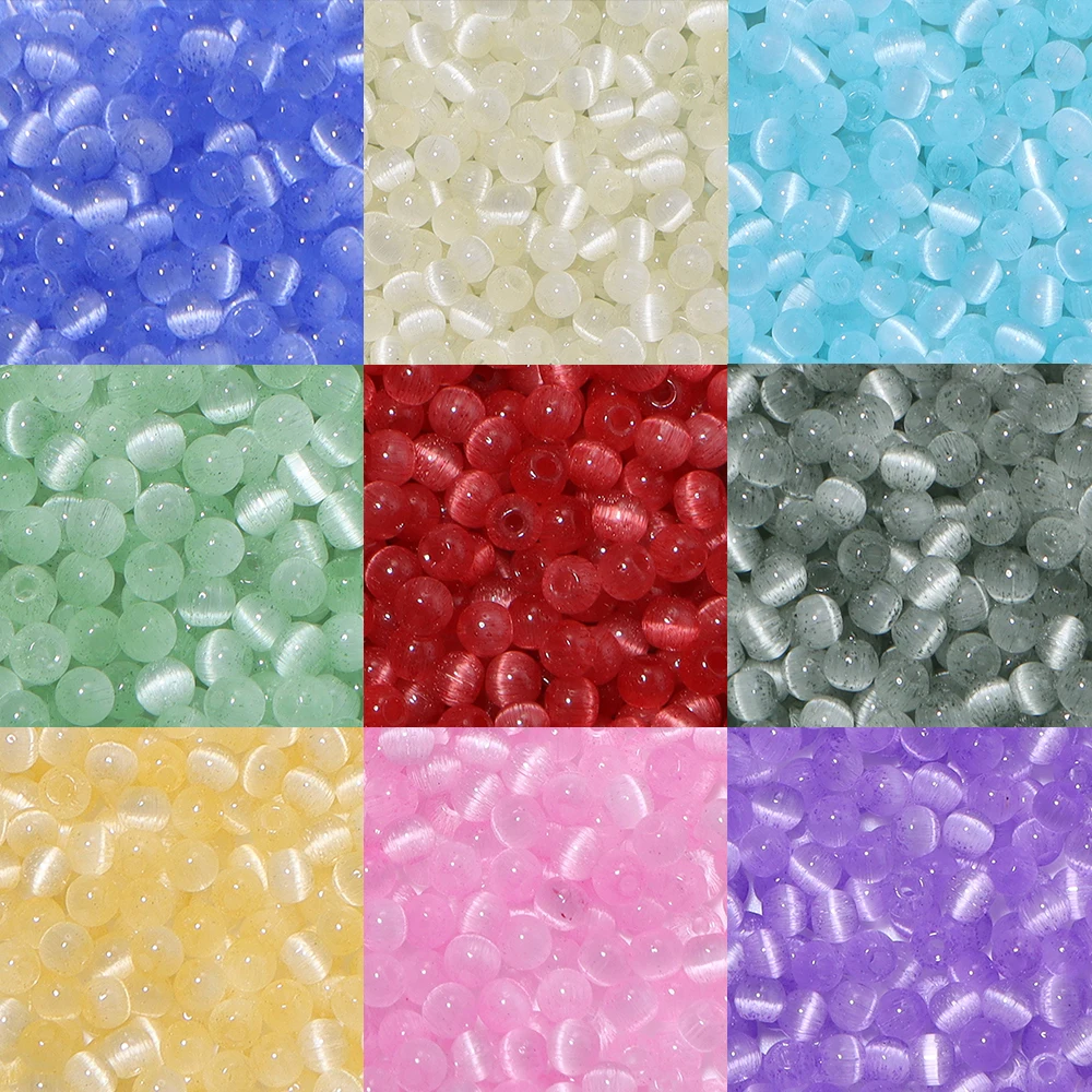 30g 4mm Katzenaugen-Glasperlen, bunte runde lose Perlen für die Schmuckherstellung, DIY-Armbänder, Halsketten, Handyketten-Zubehör – Detail 4