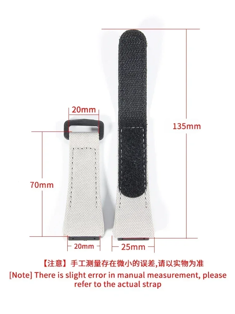 Nylon Canvas Watch Band for Richard Mille Rm 50 53 Series Geya Velcro Convenient Watch Strap Accessories 25mm Wristband