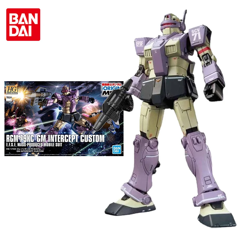 Bandai Gundam Model Kit Anime Figure HG GTO RGM-79KC GM Intercept Custom Genuine Gunpla  Anime Action Figure Toys for Children