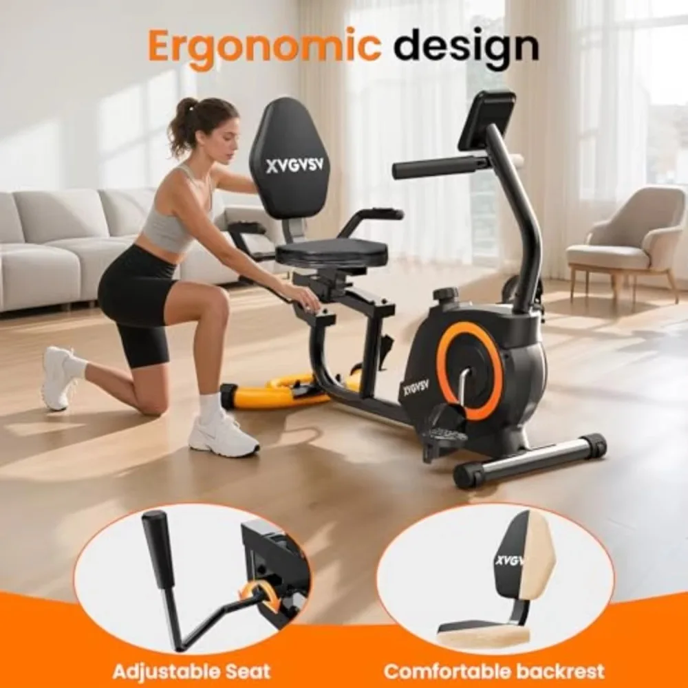 Recumbent Exercise Bike Home Use Quiet Stationary Cycle Adults Seniors 16 Resistance Levels Adjustable Seat Cardio Fitness Gear