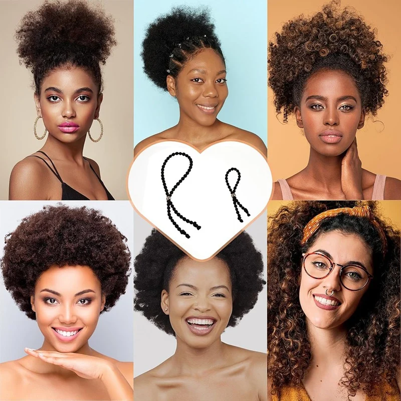 20Pcs Adjustable Long Hair Ties For Curly Hair For Women Natrual Curly Hair/Thick Hair/Kinky Hair Afro Puff Pnoytail