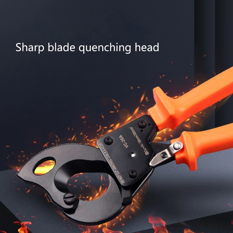 Ratcheting Cable Cutter Efficient Ratchet Cutting Tool Smooth &Cleanings Cut Handed Operation for Electricians