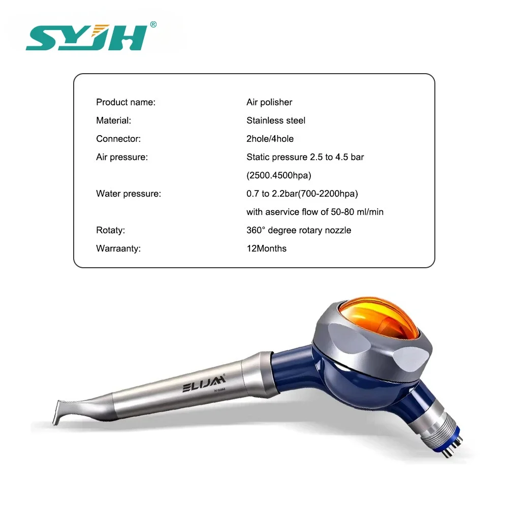 SYJH 360° Rotation Dental Air Polisher Prophy Jet 2/4 Hole Sandblasting Handpiece Teeth Whitening Cleaning Water Spray Tools