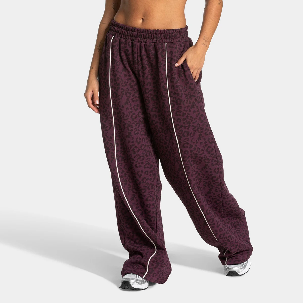 Damen Hochelastische Leopardenmuster Yoga-Hose Locker Geschnittene Weite Fitness-Trainingshose Po-Formende Schlanke Lässige Sporthose