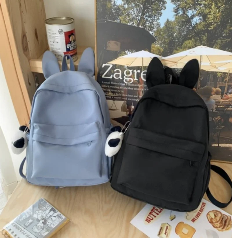 Mochila escolar bordada para niños y adultos, bolso de gran capacidad con nombre personalizado, mochila de conejo, regalos, novedad