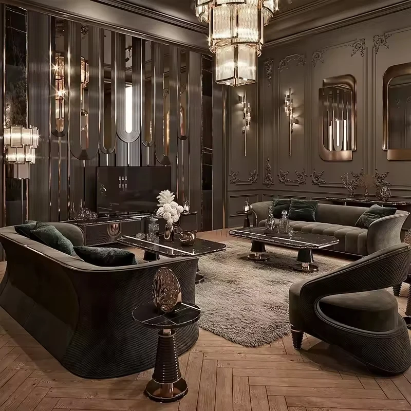 طاولة قهوة حديثة من الرخام الأسود الراقية مع وظيفة متحركة، مناسبة لأثاث غرفة المعيشة العائلية #3