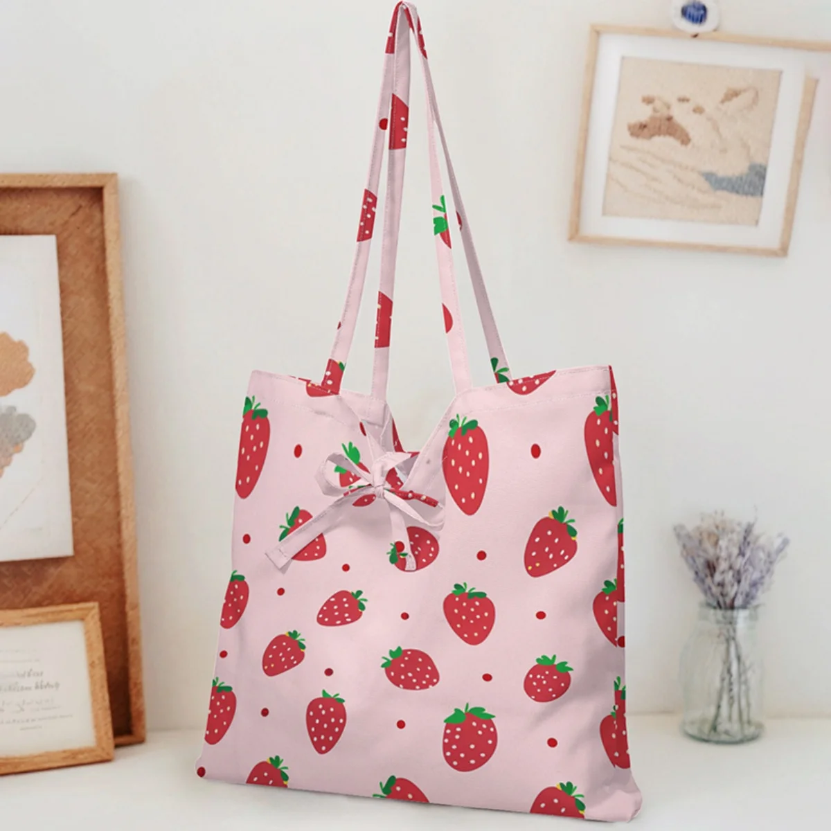 

Симпатичная сумка-тоут для женщин, портативная, универсальная, с рисунком букв и мультяшных персонажей, экологически чистая сумка, модная женская сумка для покупок