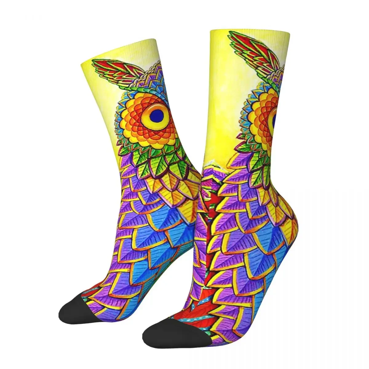 Colorful Psychedelic Rainbow Owl Socks Harajuku Super Soft Stockings All Season Long Socks Accessories for Unisex Christmas Gift