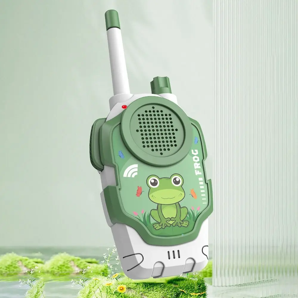 2Pcs Wireless Walkie Talkie Parent-child Interaction Cartoon Mini Handheld Walkie Talkie with Hang Rope Rabbit & Frog