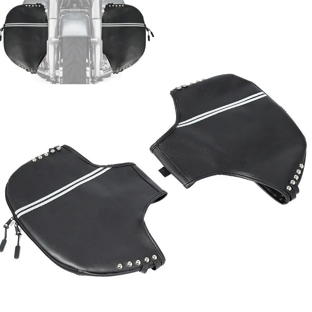 

Motorcycle Black Soft Lowers Chaps PU Leather Leg Warmer Bag For 1980-2021 Harley Touring Dyna Road Glide
