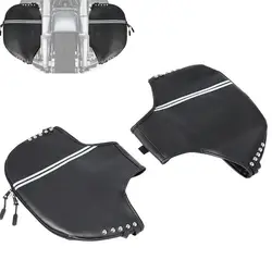 Motorcycle Black Soft Lowers Chaps PU Leather Leg Warmer Bag For Harley Touring Dyna Road Glide 1980-2021