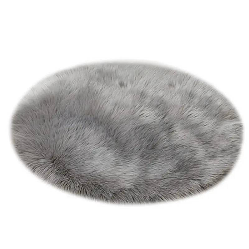 

2022 New Artificial Wool Faux Fur Hairy Carpet Round Rug Chair Cover Bedroom Floor Mat