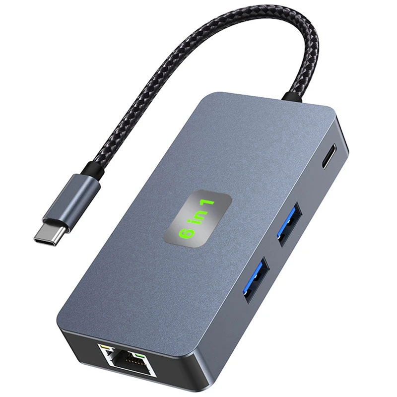 

6-In-1 Laptop Docking Station Gigabit+USB3.2(10Gbps)+4K/60Hz HD+PD100W Fast Charge