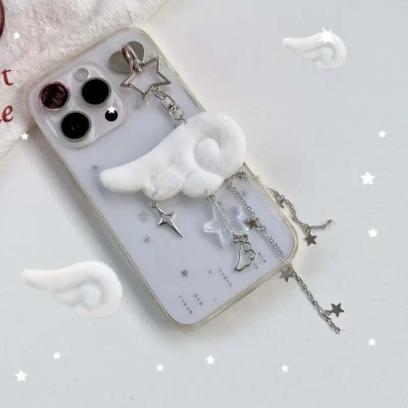 

Retro Fabric Star Chain Wing Pendant Keychain Y2K Angel Mobile Phone Chain Ornament Decoration Accessories Gifts