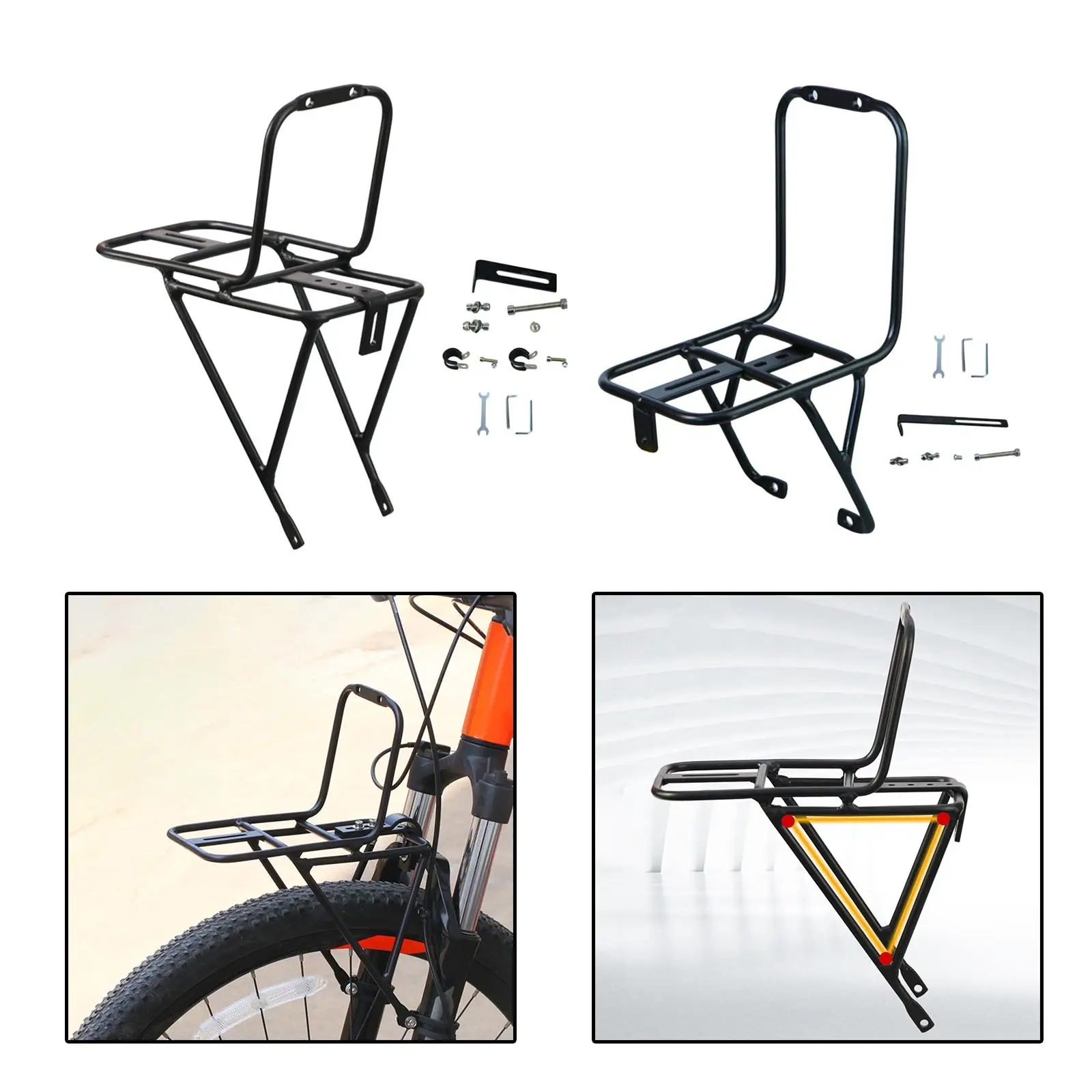 Bike Front Carrier Rack Cargo Pannier Aluminum Alloy, Bicycle Front Fork Rack Bag, Luggage Shelf for Bicycle Riding Road Bike