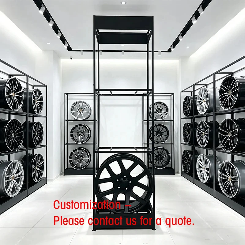 

custom.Custom Modern Metal Display Rack Stand Auto Accessories Passenger Car and Truck Tire Spare Parts with Alloy Wheel Hub