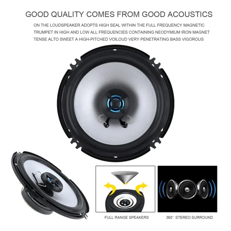 13 Core Ru Iron Boron Treble Magnetic 2Pcs 6.5 Inch Car Full Range Coaxial Speaker Set