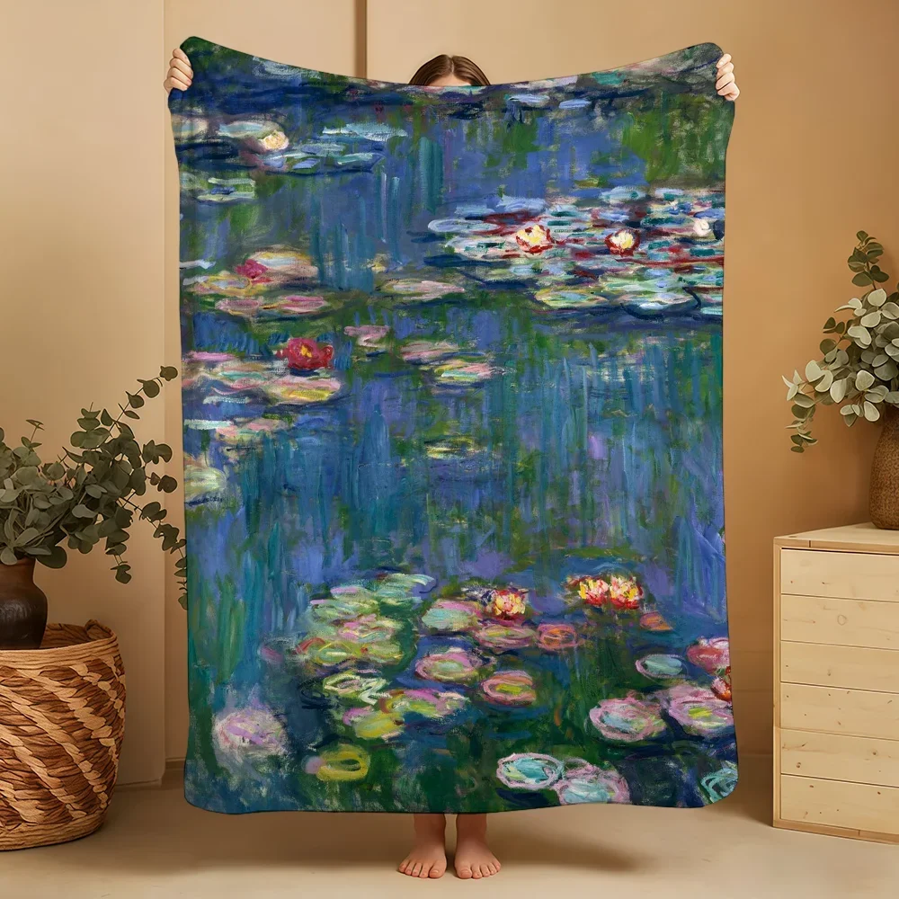 Vibrant Impressionist Garden Scenery Throw Blanket Art Print for Living Room Decor 150x200cm