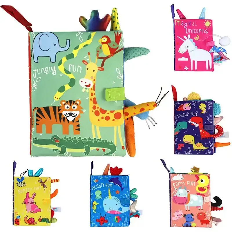 Livre de hochet doux pour bébé, jouets pour animaux grnommée, jouets éducatifs pour enfants, poussette pour nouveau-né, apprentissage précoce, 0-36 mois