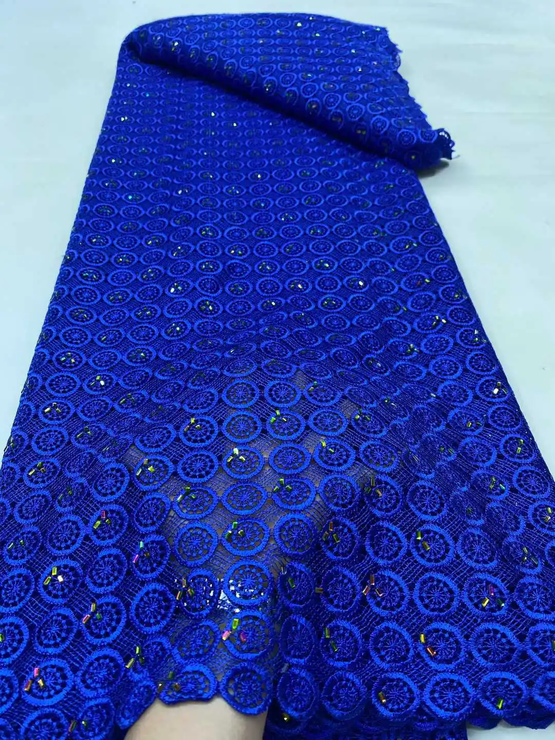 Kain Guipure Afrika 2025 Kain Jaring Prancis Bordir Jahit Dengan Batu Kain Tulle Jala Nigeria Gaun 5 Yard