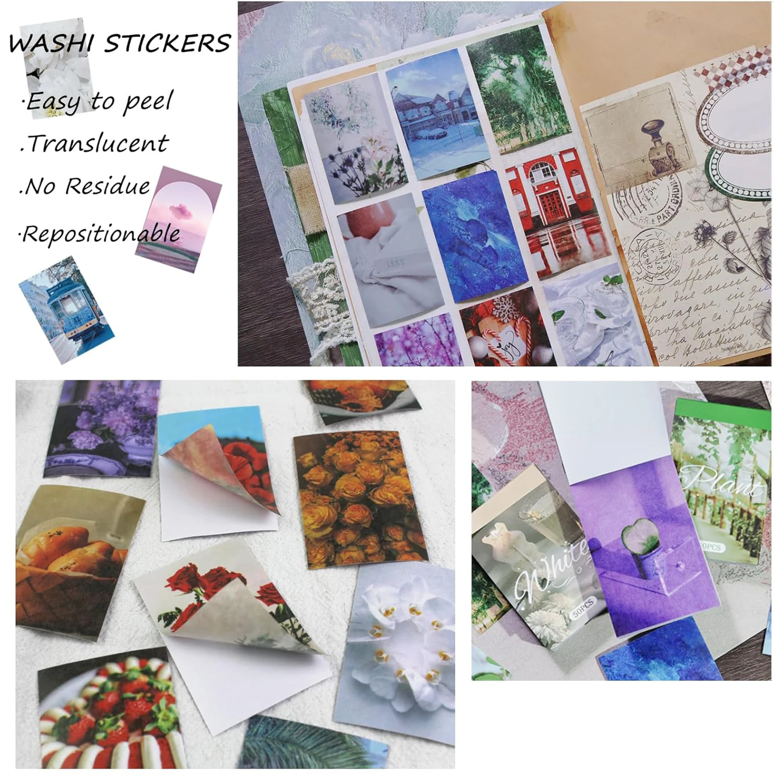 300PCS Landschaft Stil Aufkleber Buch Washi Papier Journal DIY Material Dekoration Aufkleber Memo Pad Sammelalbum Schreibwaren – Detail 2