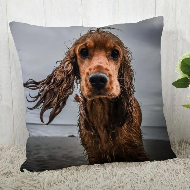 Serie di stampa Cocker Spaniel Divano Fodera per cuscino creativa Federa semplice Decorazione per la casa Auto per feste