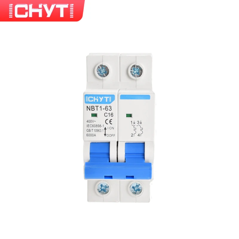 

CHYT NBT1-63 AC MCB 1P 2P 3P 4P 230/400V 63A 6KA C Type Household Air Switch Mini Circuit breaker