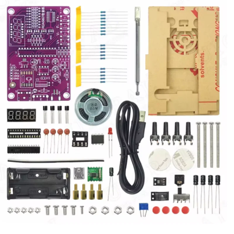 DIY FM Radio Electronic Kit Adjustable Frequency 87-108MHz Digital Display DIY Soldering Project Practice Solder RDA5807S