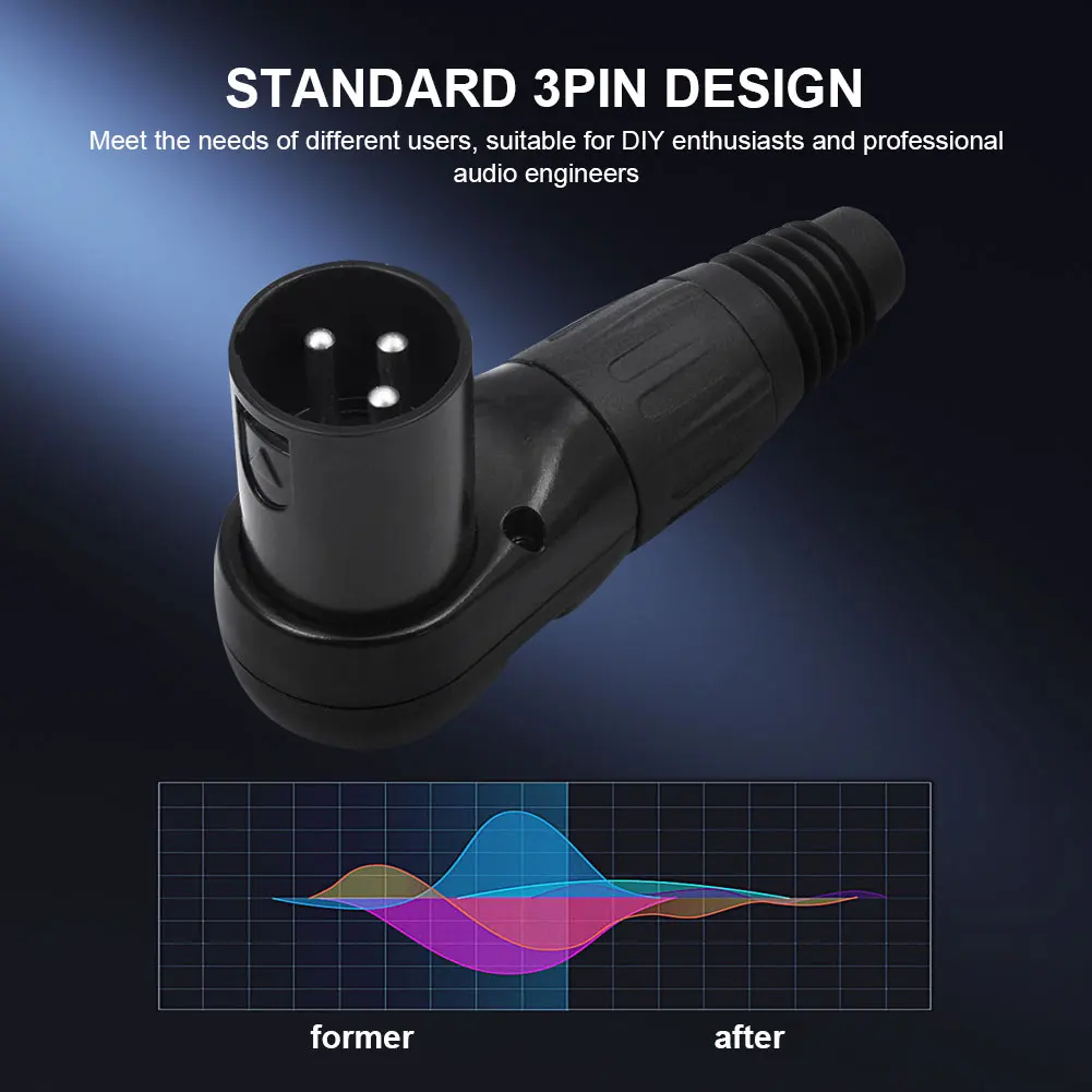 Conector Jack XLR macho/hembra de 3 pines, conector XLR de ángulo recto, conector de Cable de Audio para altavoz y micrófono para Cable de Audio XLR DIY