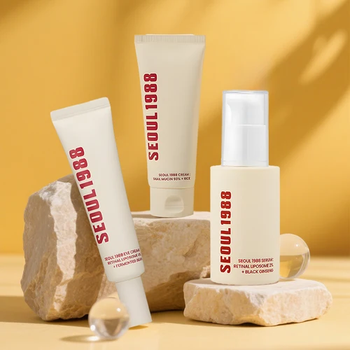 Cuidado de la piel coreano SEOUL 1988 Vita C Cuidado antiarrugas 4% Retinol Esencia de ginseng Suero para ojos y crema hidratante de arroz de caracol