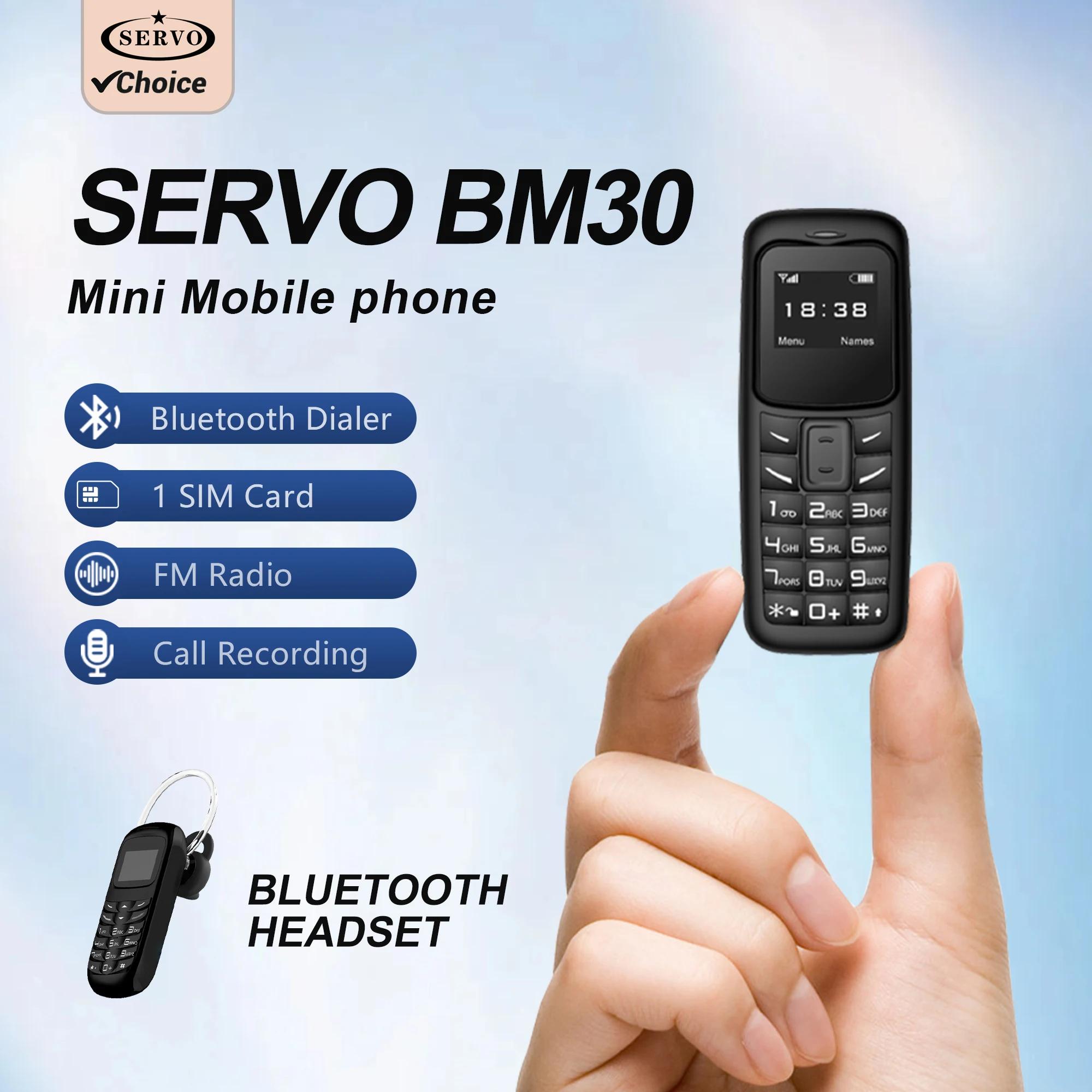 SERVO Small Mobile Phone Bluetooth Dial Magic Voice Low Radiation Telephone Call Recording 2G GSM Unlocked Mini Cellphone Clock