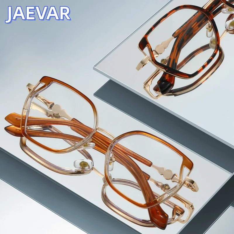 JAEVAR Ultra Light Anti Blue Light TR90 Glasses Frame Square Fashionable Women's Glasses Frame Women's Flat Light Glasses 86014