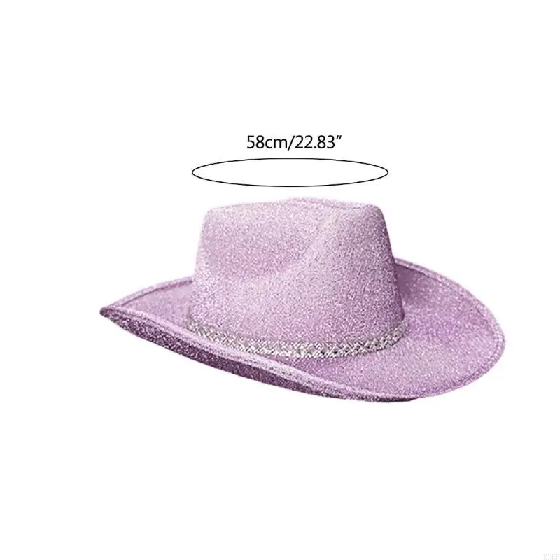 K3KF التسلق قبعة رعاة البقر الغربية نوع الترتر قبعة القبعات فيدورا ورأى كاوبوي الجاز قبعة ملحق واسعة منحني الترتر حافة