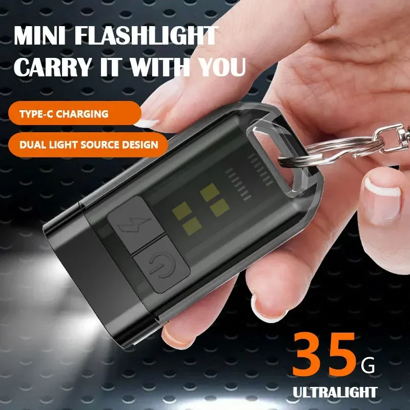 

New LED mini flashlight keychain light Type-C charging portable emergency flashlight multifunctional cap clip light