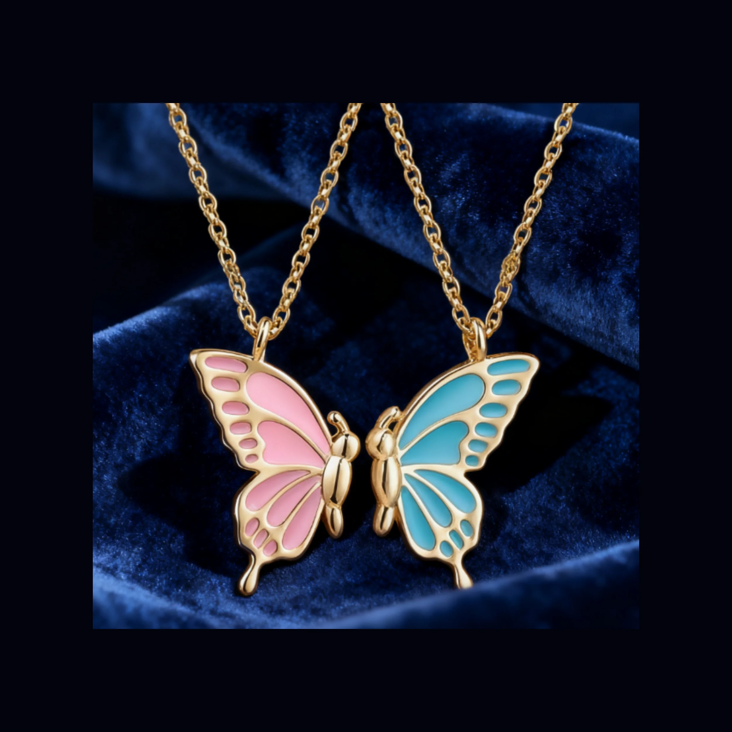 قلادة الصداقة على شكل فراشة متعددة الاستخدامات بسيطة - قلادة زوج فراشة ملونة، قطعتان من قلادة المكونة من قطعتين