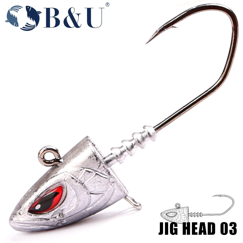 B&U Jig Head cabeza de pez con púas – Anzuelos para vinilo - imagen 3