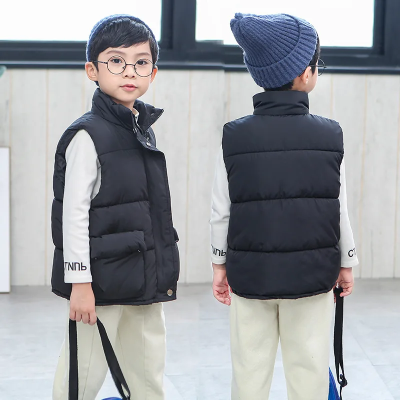 

Solid Winter Warm Sleeveless Jacket For Children Jacket Thicken Down Vest For Boys Girls Kids Waistcoat Teenagers Child Clothes