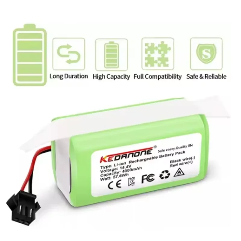 

14.4V 4000mAh Upgraded version of lithium battery-suitable for Deebot N79/N79s & Robovac11/11s/30/30c/35c/15t (model: 1215C).