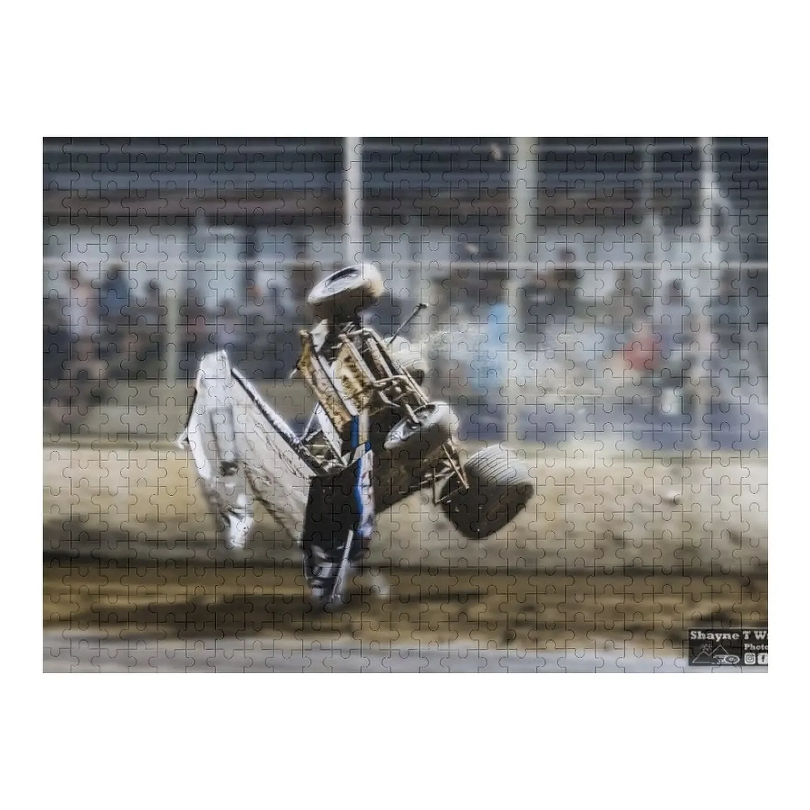 Sprintcar crash at over 100mph Jigsaw Puzzle Wood Name Photo Personalized Gifts Christmas Toys Puzzle