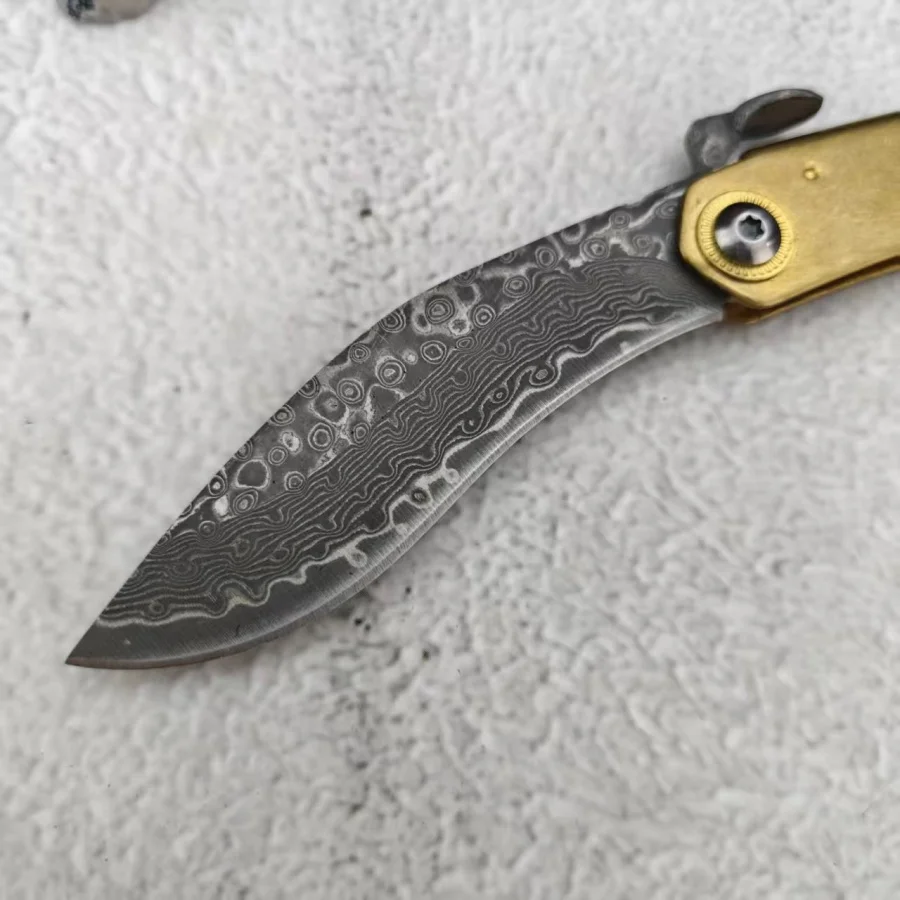 EDC Higonokami Damascus Folding Knife with Leather Sheath Outdoor Hiking Essential Pocket Knife Camping Fishing Utility EDC Tool